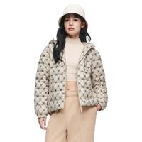 波司登新款轻薄羽绒服 潮流云朵印花 情侣款 休闲短款连帽外套B30131016 卡其经典老花9T54 155/80A