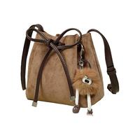 稻草人包包女包时尚百搭单肩包潮流水桶包休闲简约 浅棕