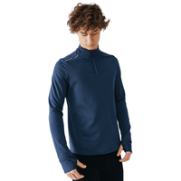 DECATHLON 迪卡侬 运动长袖T恤男秋冬薄绒卫衣训练服跑步上衣 暗夜蓝L-4302167