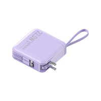 煅迪【3C认证 可上飞机  兼容全部手机】充电宝自带双线30000毫安大容量 超级快充 移动电源自带插头 版薰草紫3万毫安（自带2线）