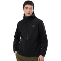 骆驼 CAMEL户外软壳衣款防水防风夹克加绒连帽外套潮 AA32263652 幻影黑男 XXL