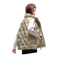 鸭鸭羽绒服鸭鸭(YAYA)短款羽绒马甲2024冬季时尚洋气潮流外穿百搭外套女 卡其色 S48小时内