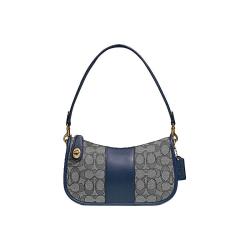 COACH Swinger系列 女士经典提花织物手袋 C0721 B4RH3 海军蓝多色 小号