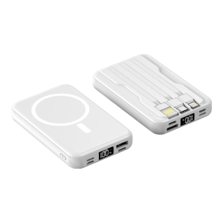  京电造甄 超薄小巧便携 移动电源+自带三线+数显  10000mAh 白色