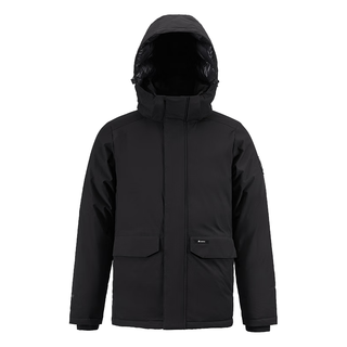 君羽羽绒服男23年户外加厚白鹅绒服防风保暖白鹅绒夹克H52217 黑色 S（120斤以内）