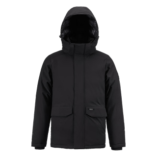 君羽羽绒服男23年户外加厚白鹅绒服防风保暖白鹅绒夹克H52217 黑色 S（120斤以内）