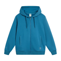 李宁 LI-NING卫衣男女同款2023中国色系列宽松开衫连帽上衣AWDT967 深青蓝-6 L