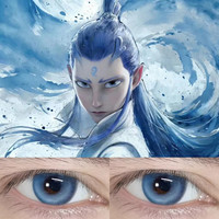 自然美 美瞳年抛2片装2025纽约蓝色纯欲大直径混血水润隐形眼镜女生 敖丙cos14.5(一副两片装+盒) 550度
