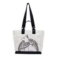 大英博物馆盖亚安德森猫系列两用手提包托特单肩包黑白拼色送女生闺蜜