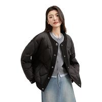 鸭鸭羽绒服鸭鸭(YAYA)洋气短款羽绒服女冬季休闲90鸭绒小香风时尚气质 黑色 160/84A(M)