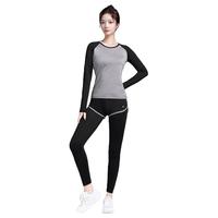 骆驼 CAMEL【长袖+长裤】运动套装秋季女服弹力显瘦长裤跑步瑜伽服套装