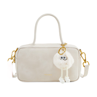 天美意（TEENMIX）女包包2023新牛皮单肩包简约手提斜挎包女女生女友 白色【主推款】