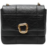 Songmont中号巧克力包云吞扣设计师新款头层牛皮单肩链条小方包送女友老婆 米白色