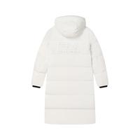 FILA 斐乐女士长款羽绒服2024冬季休闲舒适保暖上衣连帽外套 云菇白-WT M 165/84A