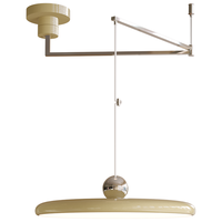 AOZZO 奥朵 飞碟餐厅吊灯中古简约餐厅灯吊灯餐桌餐吊灯摇臂可调节吊顶灯 咖黄+红 Φ40cmTM智控