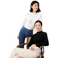 全棉时代女士风柔棉长袖T恤打底衫舒适修身上衣长袖2024年