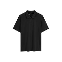 Calvin Klein【吸湿运动】运动男士休闲ck拉链半襟跑步短袖POLO衫4MS3K111 001-太空黑 S