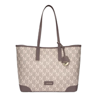 NAUTICA诺帝卡老花系列托特包通勤小众女士包高级单肩包大容量斜挎包实用 栗灰色