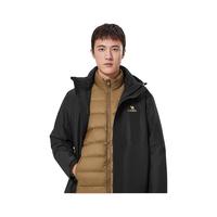 骆驼(CAMEL)户外冲锋衣羽绒服男女冬季三合一羽绒内胆登山外套 幻影黑,金标羽绒,男女同款 M