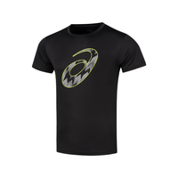 亚瑟士ASICS运动T恤男子跑步短袖透气舒适运动上衣 2011D076-001 黑色 M