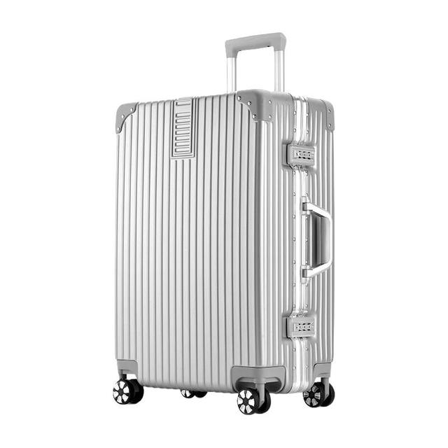 卡帝乐鳄鱼 行李箱密码铝框旅行箱万向轮出游 银色 20英寸
