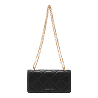 CHARLES&KEITH菱格链条小方钱包包女包CK6-10680924 Black黑色 XS