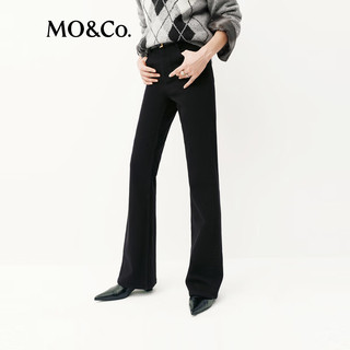 MO&Co.牛仔裤加绒2025冬厚实深黑染精裁中腰及地微喇裤MBE4JEN012 牛仔黑色 XL 29