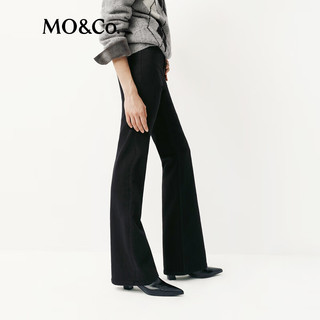 MO&Co.牛仔裤加绒2025冬厚实深黑染精裁中腰及地微喇裤MBE4JEN012 牛仔黑色 XL 29