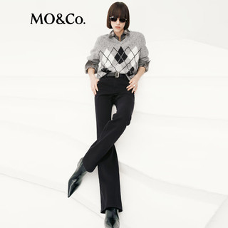 MO&Co.牛仔裤加绒2025冬厚实深黑染精裁中腰及地微喇裤MBE4JEN012 牛仔黑色 XL 29