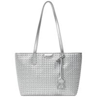 天美意（TEENMIX）托特包牛皮大容量女包高级感通勤电脑包女士轻奢手提腋下单肩包女 太空银