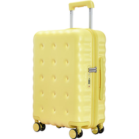卡拉羊饼干箱防刮纯PC行李箱24英寸大容量男女儿童拉杆箱8108奶油黄 24英寸 | 长途旅行