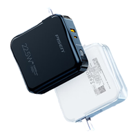 品胜10000毫安大容量22.5W快充充电宝自带线充电器二合一带插头便携小巧户外移动电源适用苹果15华为小米黑