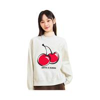 ANTA 安踏 ×KIRSH丨小樱桃套头加绒保暖卫衣女冬季宽松套头上衣 B1004浅花灰-6 XS(适合女155)