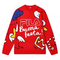FILA 叕运蛇|斐乐款男女织衫2025春季新年款时尚涂鸦大LOGO毛衣 M