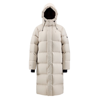 君羽羽绒服女24冬季时尚连帽长款过膝鹅绒服700蓬白鹅绒SD65085 杏灰 XS 女85-100斤/男110以下