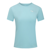 安德玛（UNDERARMOUR）UA春夏Tech女子罗纹训练运动短袖T恤1389852 溪流蓝494 XL