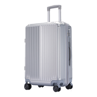 皮尔卡丹(PIERRE CARDIN)行李箱男万向轮大容量拉杆箱女士24英寸出差旅行箱银色密码皮箱子