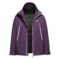 波司登男女同款短款户外羽绒服高鹅绒三合一冲锋衣羽绒服 海雾紫6267 175/96A