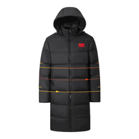 匹克（PEAK）羽绒服长款24年冬季连帽鸭绒保暖加厚男士纯色白色加绒运动服 黑色 3XL