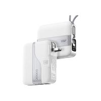 W&P【美国】充电宝自带线20000毫安大容量27W超级快充移动电源便携插头适用苹果华为可上飞机wp 白色【可充苹果15丨折叠AC插头丨27W快充双线】