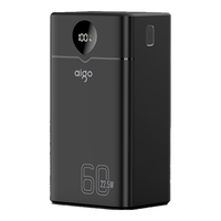 aigo爱国者60000毫安充电宝超大容量22.5W快充Type-c双向快充移动电源适用于华为苹果小米手机A60黑色