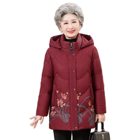 鸭鸭(YAYA)中老年羽绒服女奶奶冬装60岁70老太太婚宴衣服装加厚外套 紫红色 2XL