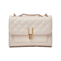 克路驰（CLUCI）包包女包菱格小香风单肩包女士斜挎包情人 米白色（礼盒款）