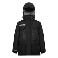 BOSIDENG 波司登 户外极寒鹅绒羽绒服女风衣工装风御寒保暖外套B20142332 黑色 极光迷彩80JM 165/88A