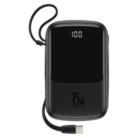  BASEUS/倍思 15W双向快充 充电宝 Type-C线  「手提式自带线」⭐迷你便携/黑 10000mAh