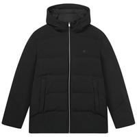 FILA 斐乐 男士羽绒服基础休闲舒适保暖连帽上衣 正黑色-BK 175/96A/L