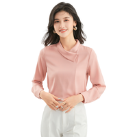 金菊 秋季女【桑蚕丝上衣】纯色交叠翻领通勤打底百搭女式衬衫通勤百搭