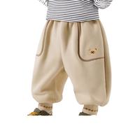 嘟嘟家【抗静电】儿童裤子冬季加厚宝宝长裤秋冬男童童装女童秋装 卡其色 100