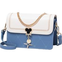 爱情海牛皮包包女包单肩包斜挎包女小方包手机包轻奢时尚小众品牌百搭高级感实用 【礼盒蓝配白】轻奢ck风休闲洋气