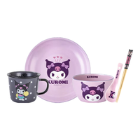 凯蒂猫Hello Kitty三丽鸥陶瓷饭碗家用碗筷盘餐具套装儿童可爱高颜值个人吃饭碗 库洛米一人食-5件套